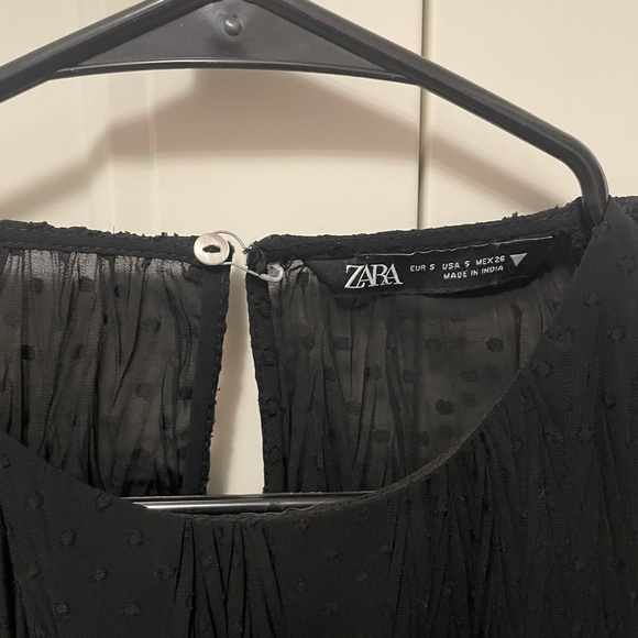 Zara Black Long Sleeve Ruffle Top - Picture 2 of 5